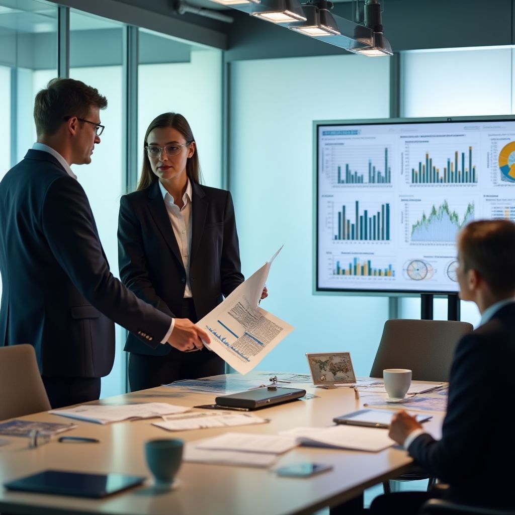 Consultores de FinConsult asesorando a clientes